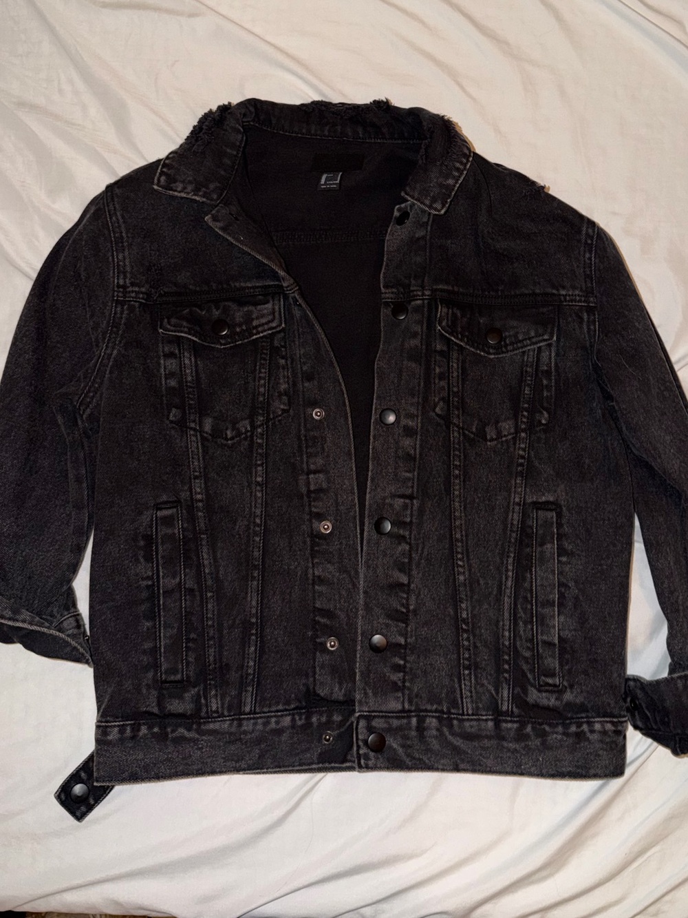Forever 21 Men's Washed Black Denim Jacket